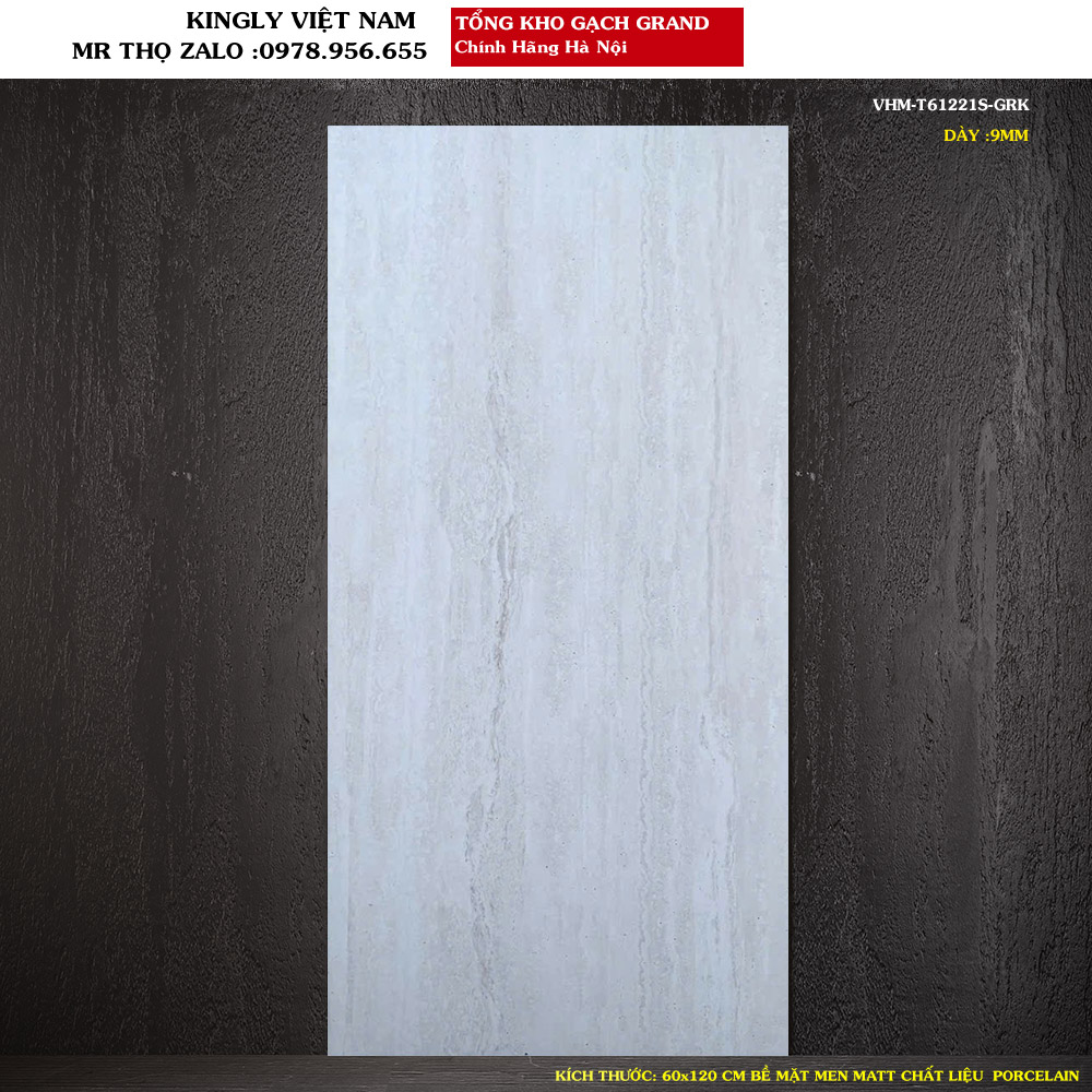 Gạch vân đá Travertine 60x120 cm Grand VHM-T61221S Loại 1